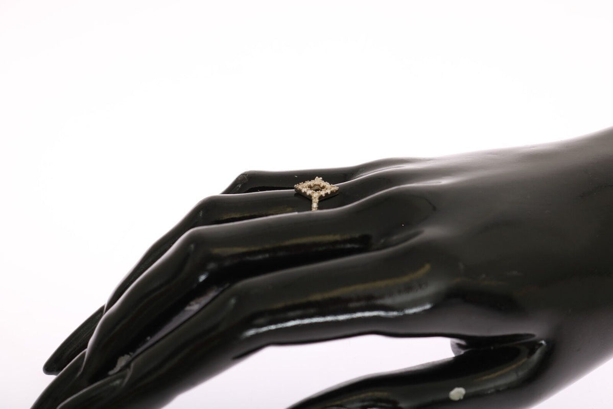 Nialaya Silver Rhombus Womens Clear CZ 925 Silver Ring